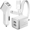 Delton Lightning Phone Charger Set, Apple iPhone Certified 4ft USB Cable w/ Dual Port Wall & Car Adapters DAC3IN1 - alternate 1